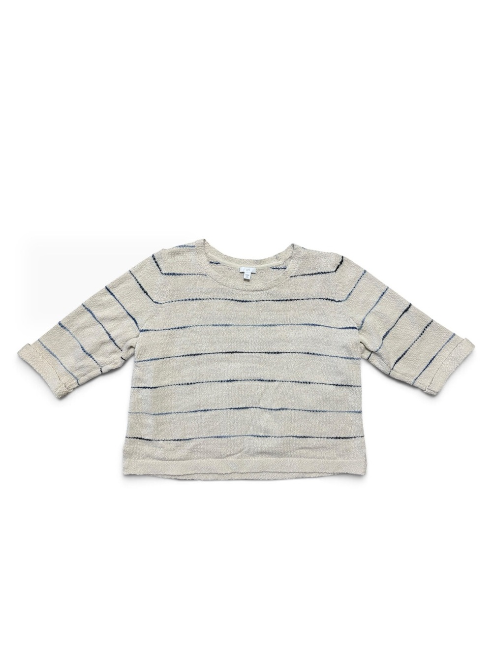 Cream and Blue Striped Cozy Oversized Cotton Chunky Sweater Women's